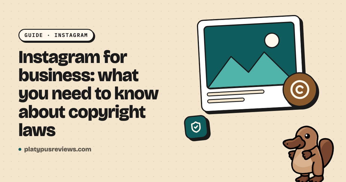 Illustration: a photo with a copyright seal and a shield, with the Platypus Reviews mascot