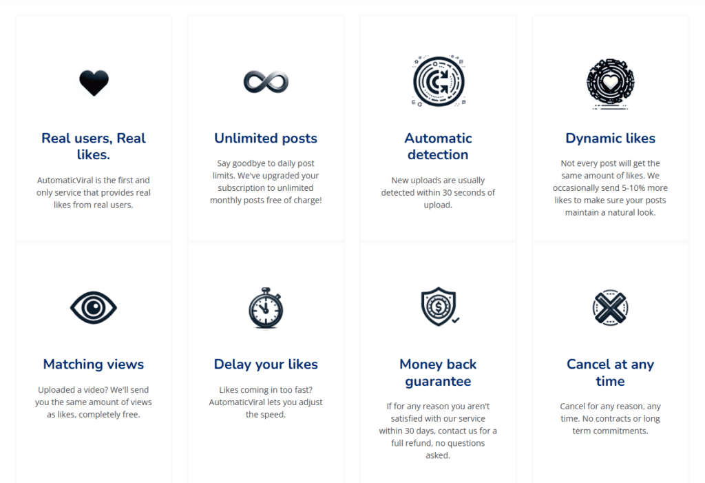 Services promised by automatic viral