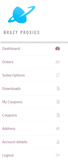 A screenshot of Brazy Kicks Proxies’ dashboard menu