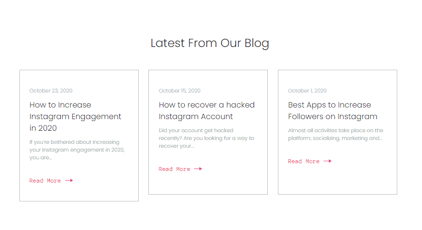A screenshot of muchfollower’s latest blog topics