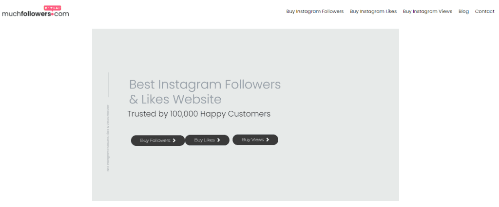 A screenshot of Muchfollower’s homepage