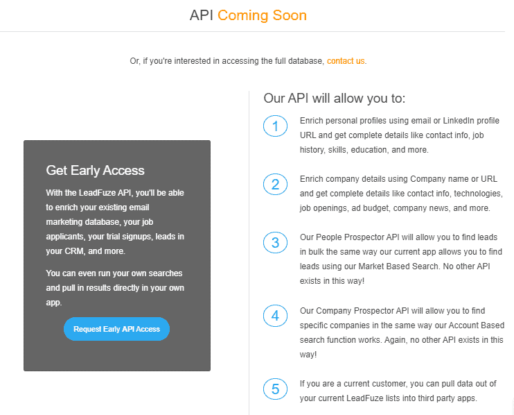 A screenshot showing the api feature