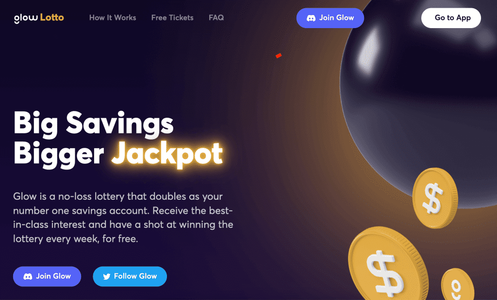 A screenshot taken from the GLOW Lotto website