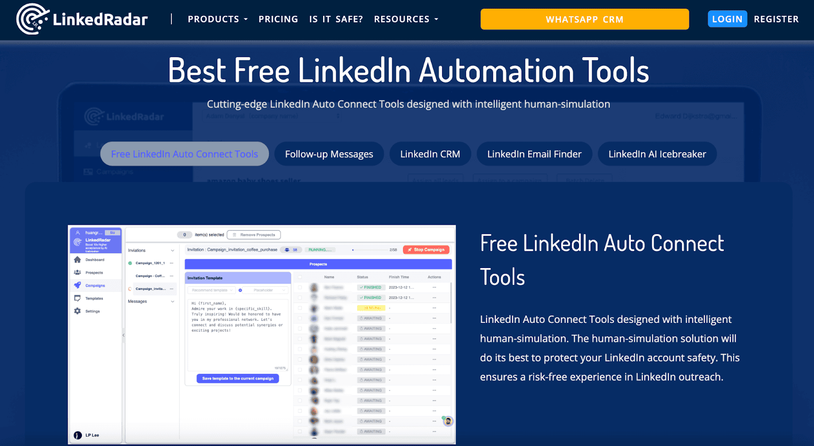 Linkedin automation tool Linked radar