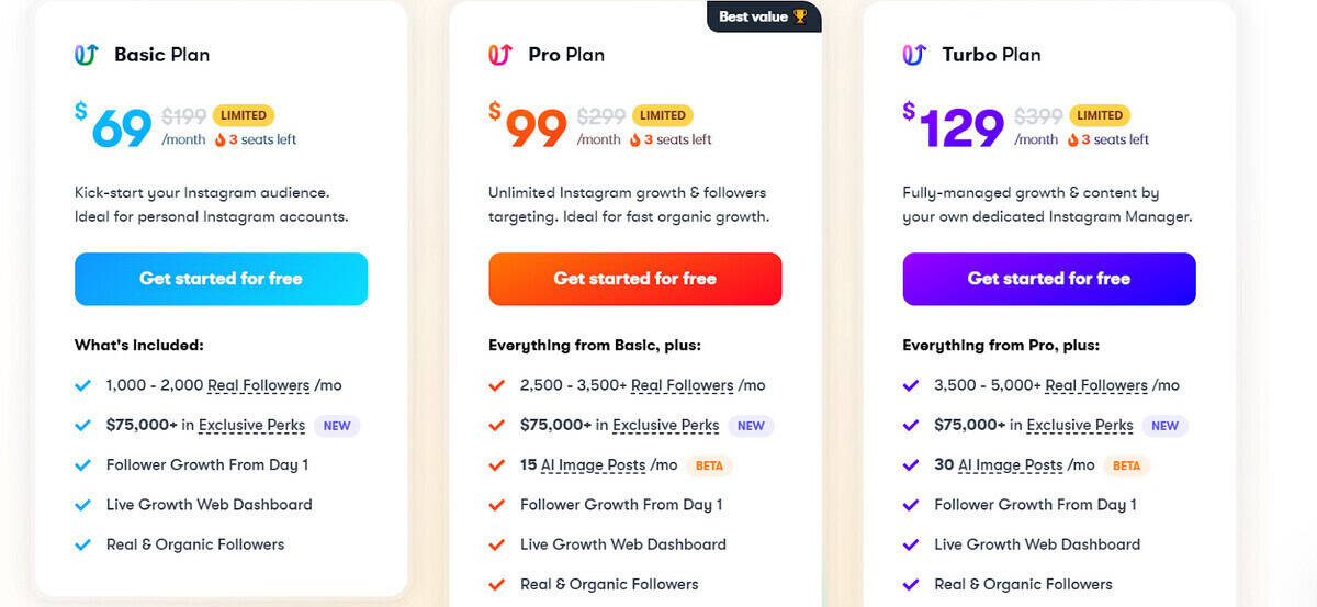 Instagram tool pricing plans